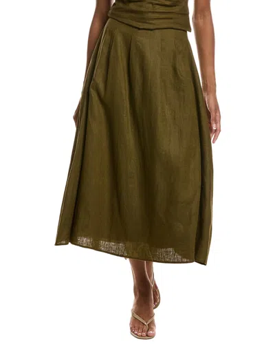 Seraphina Linen Midi Skirt In Green