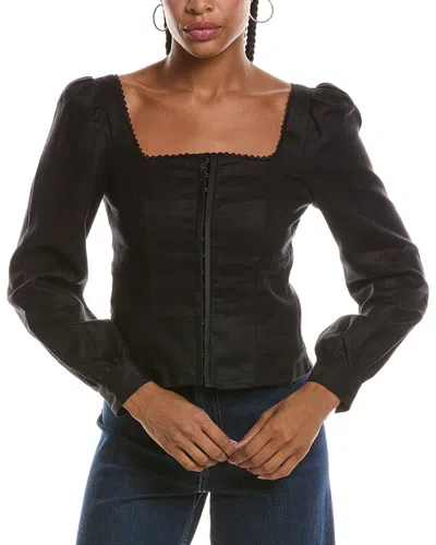 Seraphina Linen Top In Black