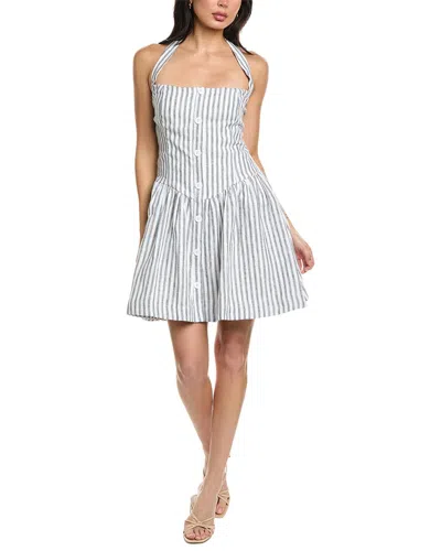 Seraphina Sleeveless Halter Neck Linen Mini Dress In Gray
