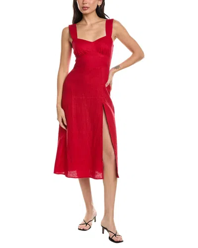 Seraphina Sleeveless Linen Midi Dress In Red