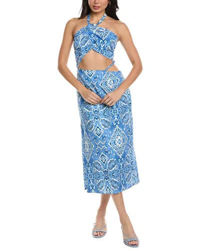 Seraphina Sleeveless Midi Dress In Blue