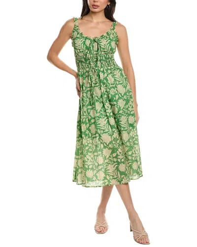 Seraphina Sleeveless Midi Dress In Green