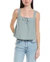 Seraphina Textured Linen-blend Top In Blue