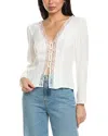 Seraphina V-neck Button Front Blouse In White