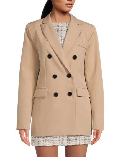 Seraphina Women's Double Breasted Crepe Blazer In Beige