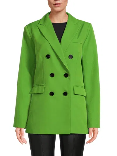 Seraphina Women's Double Breasted Crepe Blazer In Green