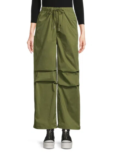 Seraphina Women's Drawstring Wide Leg Cargo Pants In Olive