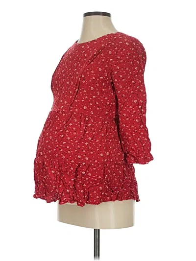 Pre-owned Seraphine 3/4 Sleeve Blouse In Red