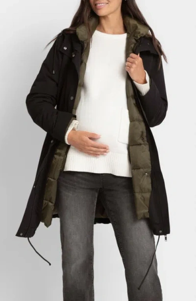 Seraphine 4-in-1 Maternity Parka With Removable Liner Puffer Jacket In Black