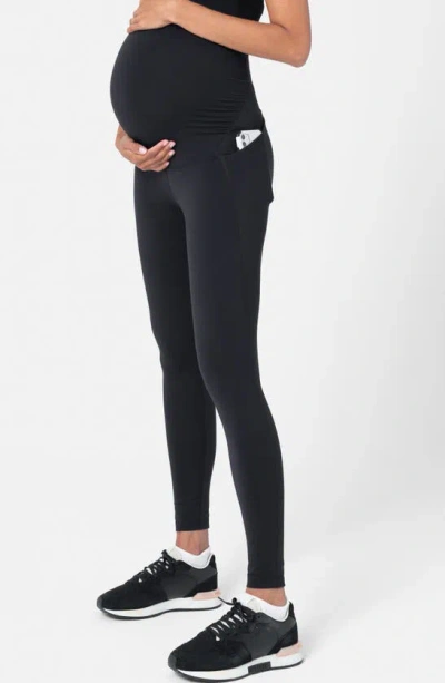 Seraphine Back Support Active Maternity Pocket Leggings In Black