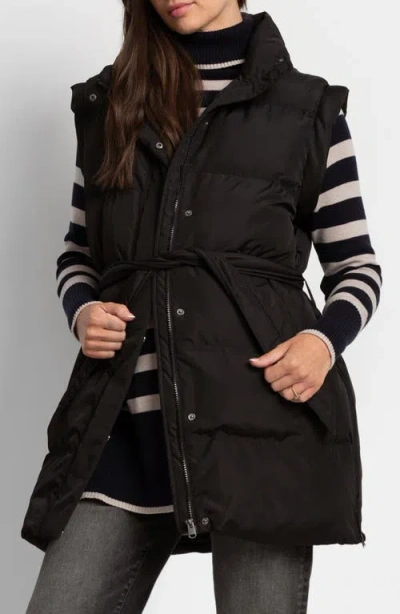 Seraphine Belted Maternity Puffer Vest In Black