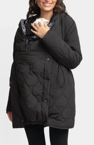 Seraphine Chrissy Reversible Quilted Maternity & Babywearing Jacket In Black Multi