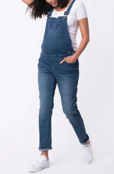 Seraphine Denim Maternity Dungarees In Indigo