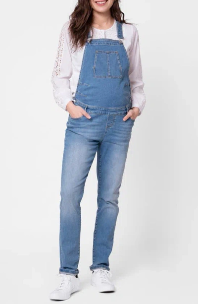 Seraphine Denim Maternity Overalls In Light Blue