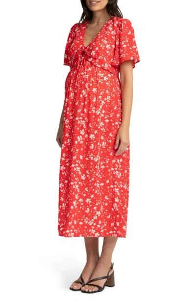 Seraphine Women's Maternity Nursing Midi Dress In Red