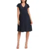 Seraphine Flutter Sleeve Maternity/nursing Dress In Navy