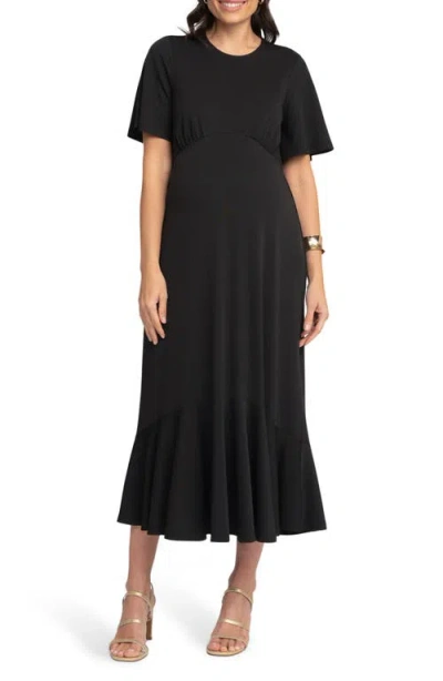 Seraphine Jersey Maternity Midi Dress In Black