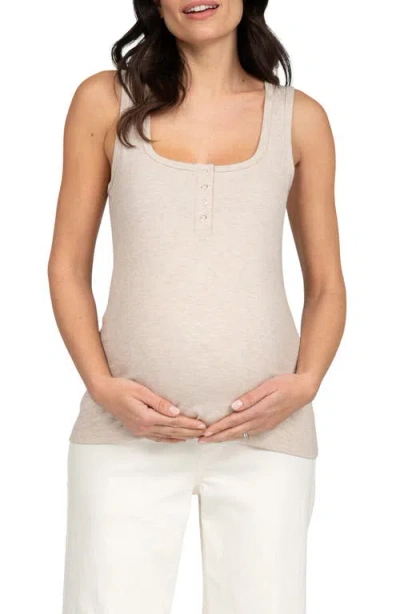 Seraphine Knit Henley Maternity Tank In Oatmeal
