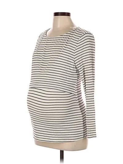 Pre-owned Seraphine Long Sleeve Top Ivory Boatneck Tops In White