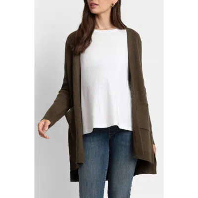 Seraphine Longline Maternity Cardigan In Khaki