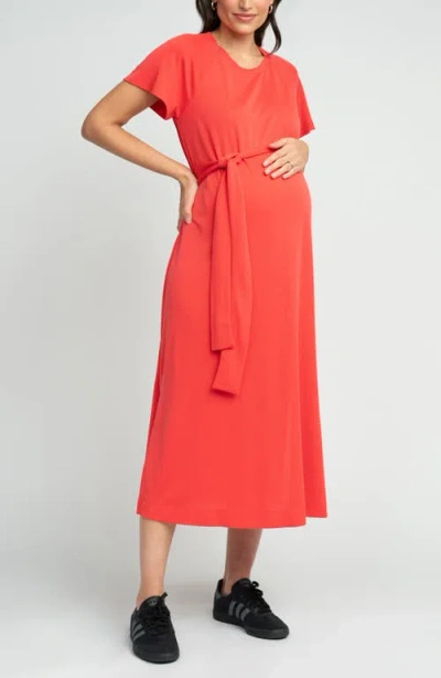 Seraphine Maternity T-shirt Dress In Coral