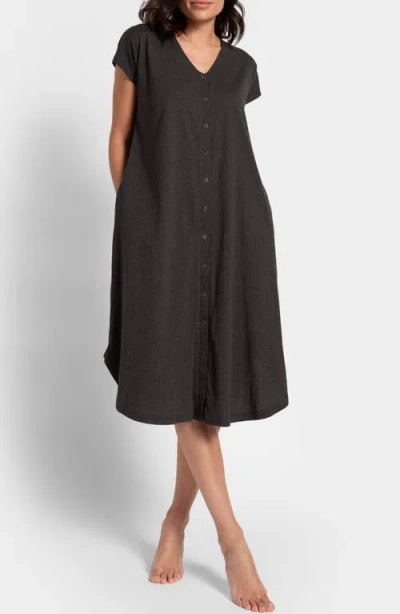 Seraphine Maternity/nursing Organic Cotton Labor Nightgown In Charcoal