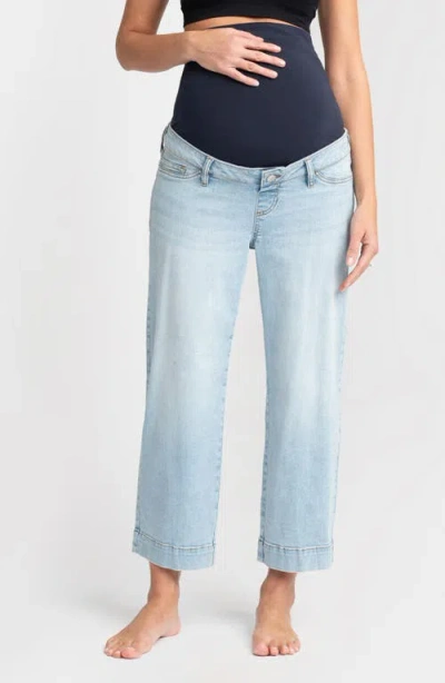 Seraphine Over The Bump Relaxed Straight Leg Maternity Jeans In Blue