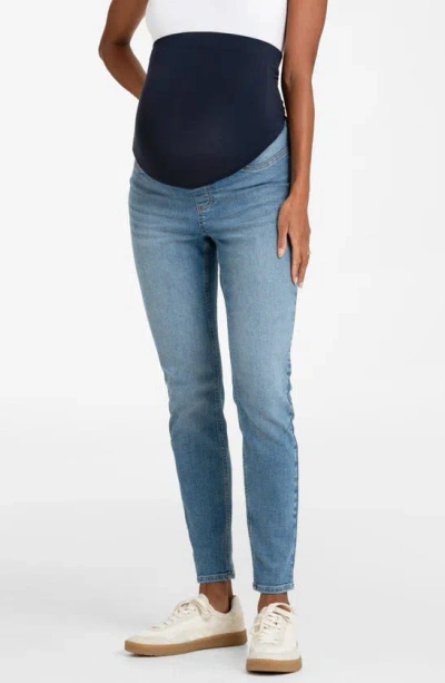 Seraphine Over The Bump Skinny Maternity Jeans In Light Blue