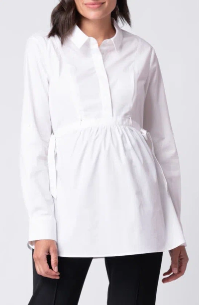 Seraphine Poplin Maternity/nursing Shirt In White