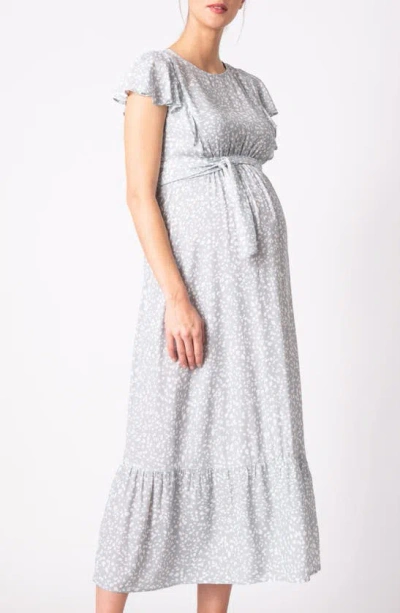 Seraphine Sage Maternity/nursing Dress In Sage/ White