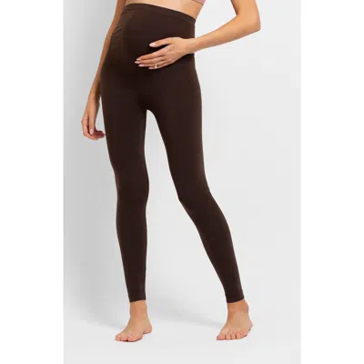 Seraphine Seamless Over The Bump Maternity Leggings In Mocha