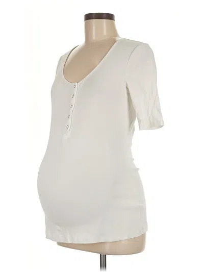 Pre-owned Seraphine Short Sleeve Henley Shirt In Ivory