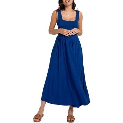 Seraphine Sleeveless Fit & Flare Knit Maternity Dress In Cobalt