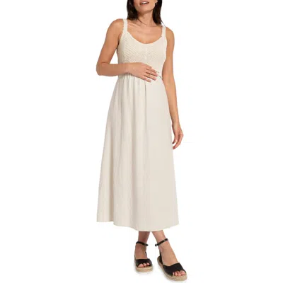 Seraphine Sleeveless Knit & Jersey Maternity/nursing Dress In Ecru