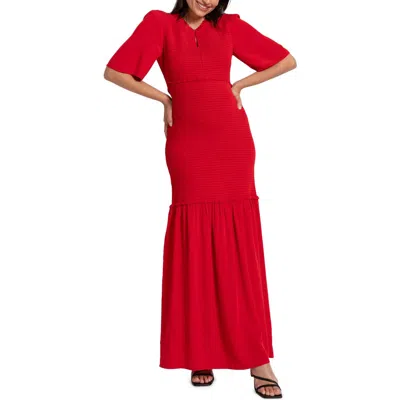 Seraphine Smocked Maternity-to-nursing Maxi Dress In Coral