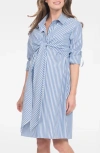 SERAPHINE STRIPE LONG SLEEVE MATERNITY/NURSING SHIRTDRESS