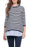 Seraphine Women's Cotton Maternity Nursing Sweater With Detachable Collar In Ivory/navy