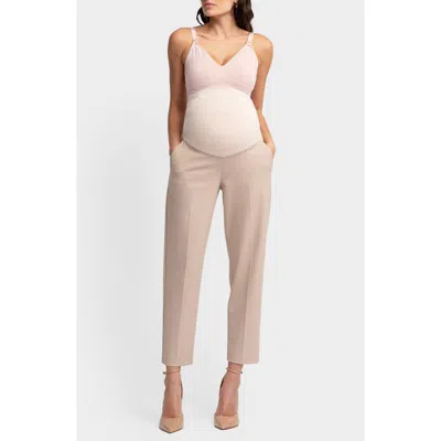 Seraphine Tapered Over The Bump Maternity Pants In Taupe