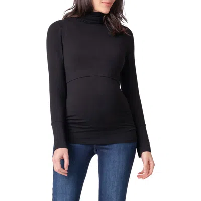 Seraphine Turtleneck Maternity/nursing Top In Black