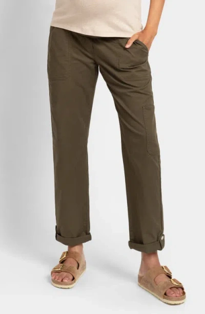 Seraphine Under The Bump Cargo Maternity Pants In Khaki