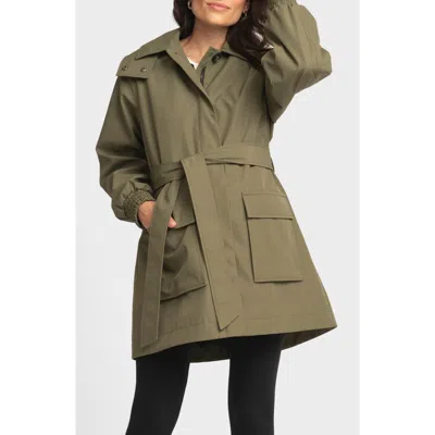 Seraphine Utility Maternity Jacket With Removable Hood In Green