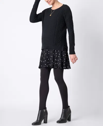 Seraphine Women's Double Layer Maternity Nursing Tunic Dress In Black