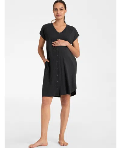 Seraphine Women's Hospital Bag Maternity And Labor Gown In Cotton In Charcoal