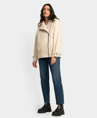 Seraphine Women's Maternity Biker Jacket In White