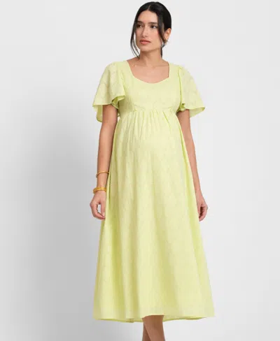 Seraphine Women's Maternity Cotton Broderie Maternity And Nursing Dress In Lime