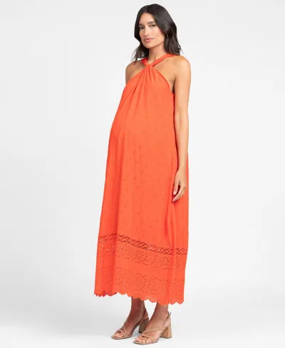 Seraphine Women's Maternity Halterneck Dress In Orange