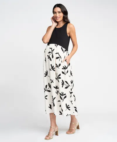 Seraphine Women's Maternity Mixed Media Midi Dress In Yellow
