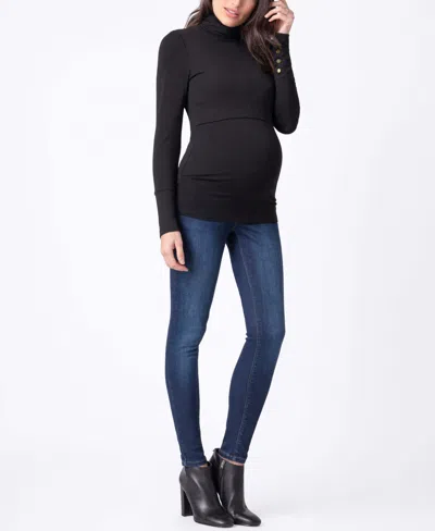 Seraphine Women's Maternity Nursing Roll Neck Top In Black