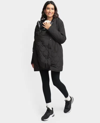 Seraphine Women's Maternity Reversible Quilted Jacket In Black Print