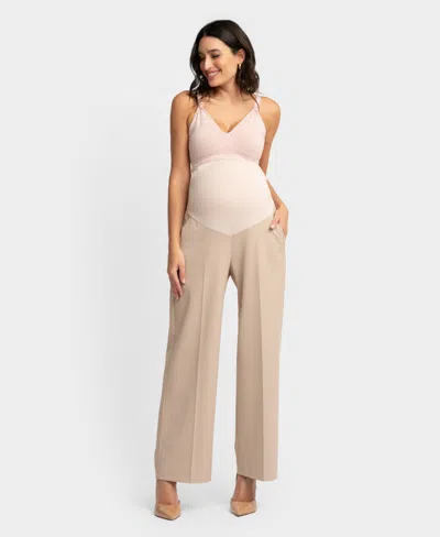 Seraphine Women's Maternity Wide Leg Pants In Taupe